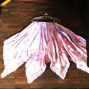 Fairy skirt upcycled  from ice-dyed fine vintage linen and lace tablecloth